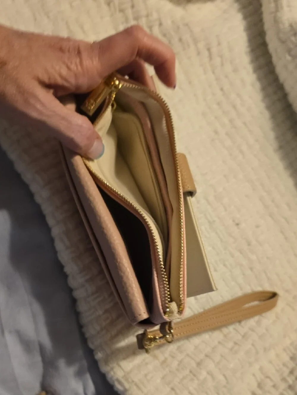 Nanette Lepore Pink, Cream & Tan Pebbled Wristlet